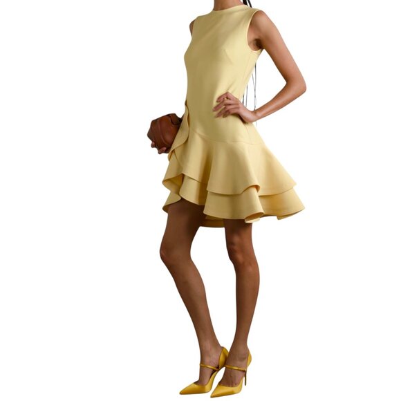 OSCAR DE LA RENTA Ruffled wool-blend crepe mini dress Size XS/S NEW - Picture 6 of 15